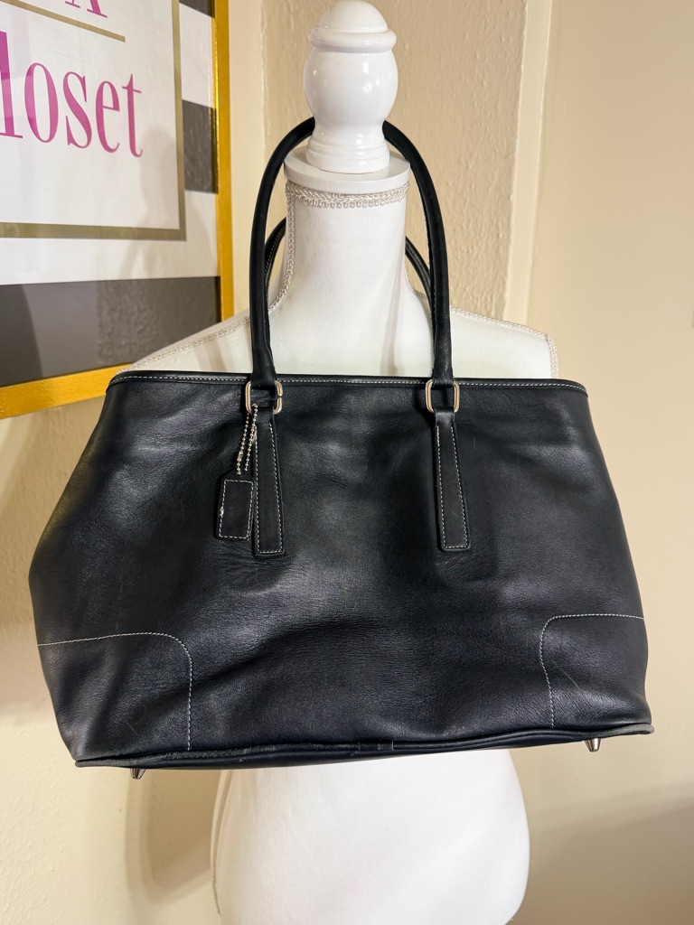 Vintage Coach Black Leather Tote
